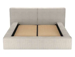 PASCAL MORABITO Tweepersoonsbed-Bed Met Opbergruimte 180 X 200 Cm - Ribfluweel - Beige + Matras - Timano