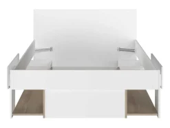 Vente-unique Tweepersoonsbed-Bed Met Opbergruimte 120 X 190 Cm Wit En Houtlook Kinselia