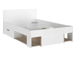 Vente-unique Tweepersoonsbed-Bed Met Opbergruimte 120 X 190 Cm Wit En Houtlook Kinselia