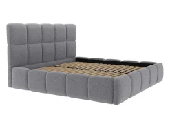 PASCAL MORABITO Tweepersoonsbed-Bed Met Opbergruimte 160 X 200 Cm - Stof Met Textuur - Grijs - Damado Van
