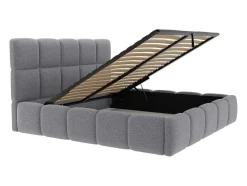 PASCAL MORABITO Tweepersoonsbed-Bed Met Opbergruimte 160 X 200 Cm - Stof Met Textuur - Grijs - Damado Van