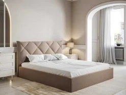 PASCAL MORABITO Fluwelen Bed-Bed Met Opbergruimte 160 X 200 Cm - Velours - Beige - Stari Van - Van