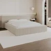 PASCAL MORABITO Fluwelen Bed-Bed Met Opbergruimte 160 X 200 Cm - Ribfluweel - Beige + Matras - Timano