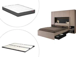 Vente-unique Tweepersoonsbed-Bed Met Opbergruimte 160 X 200 Cm - Met Ledverlichting - Kleur: Naturel En Zwart + Bedbodem - Velona