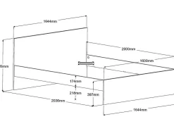 Vente-unique Tweepersoonsbed-Bed Met Opbergruimte 160 X 200 Cm - Met Ledverlichting - Kleur: Naturel En Zwart + Bedbodem - Velona