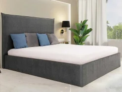 PASCAL MORABITO Tweepersoonsbed-Bed Met Opbergruimte 140 X 200 Cm - Velours - Grijs - Soryo - Van