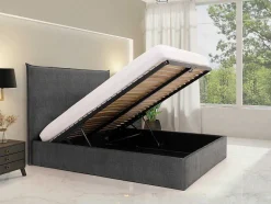 PASCAL MORABITO Tweepersoonsbed-Bed Met Opbergruimte 140 X 200 Cm - Velours - Grijs - Soryo - Van
