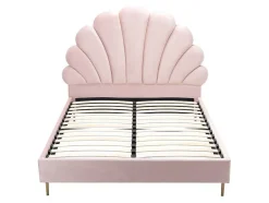 Vente-unique Fluwelen Bed-Bed Met Schelpvorm 140 X 190 Cm - Velours - Roze - Livaya