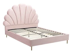 Vente-unique Fluwelen Bed-Bed Met Schelpvorm 140 X 190 Cm - Velours - Roze - Livaya