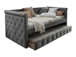 Vente-unique Bed Met Slaaplade-Bed Met Slaaplade Louise - 2 X 90 X 190 Cm - Grijze Stof
