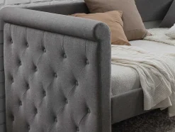 Vente-unique Bed Met Slaaplade-Bed Met Slaaplade Louise - 2 X 90 X 190 Cm - Grijze Stof