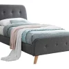 Vente-unique Aanbiedingen: Slaapkamer & Kantoor-Bed Romeo Met Gestoffeerde Hoofdeinde - 90 X 190 Cm - Grijze Stof