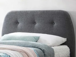 Vente-unique Aanbiedingen: Slaapkamer & Kantoor-Bed Romeo Met Gestoffeerde Hoofdeinde - 90 X 190 Cm - Grijze Stof