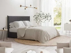 Vente-unique Hoofdeinde En Brugkast-Bedhoofdeinde 160 Cm - Corduroy Fluweel - Antraciet Grijs - Ambrilia