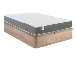 DREAMEA Set Matras En Lattenbodem-Bedset 160 X 200 Cm - Bedbodem Met Lichte Houtlook En Opbergruimte + Matras In Schuim Met Hoge Dichtheid - Heaven Van Play