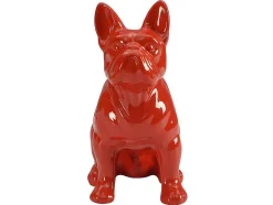 OZAIA Standbeeld-Beeld Van Franse Bulldog - Hars - L. 27 X B. 16 X H. 32 Cm - Rood - Doggo