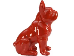 OZAIA Standbeeld-Beeld Van Franse Bulldog - Hars - L. 27 X B. 16 X H. 32 Cm - Rood - Doggo