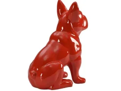 OZAIA Standbeeld-Beeld Van Franse Bulldog - Hars - L. 27 X B. 16 X H. 32 Cm - Rood - Doggo