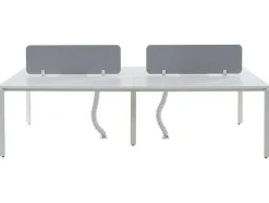 Workēa Kantoormeubilair-Benchbureau Voor 4 Personen - Wit - L140 Cm - Met Afscheidingen - Downtown