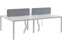 Workēa Kantoormeubilair-Benchbureau Voor 4 Personen - Wit - L120 Cm - Met Afscheidingen - Downtown