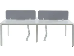 Workēa Kantoormeubilair-Benchbureau Voor 4 Personen - Wit - L120 Cm - Met Afscheidingen - Downtown