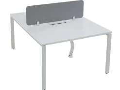 Workēa Kantoormeubilair-Benchbureau Voor 2 Personen - Wit - L120 Cm - Met Afscheiding - Downtown