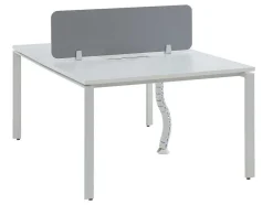 Workēa Kantoormeubilair-Benchbureau Voor 2 Personen - Wit - L120 Cm - Met Afscheiding - Downtown