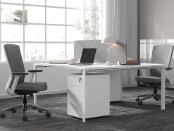 Workēa Kantoormeubilair-Benchbureau Voor 2 Personen - Wit - L140 Cm - Met Afscheiding - Downtown