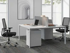 Workēa Kantoormeubilair-Benchbureau Voor 2 Personen - Wit - L160 Cm - Met Afscheiding - Downtown