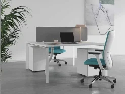 Workēa Kantoormeubilair-Benchbureau Voor 2 Personen - Wit - L160 Cm - Met Afscheiding - Downtown