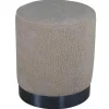Venture Home Poef-Benji Poef, Hocker O35Cm Teddystof Beige, Zwart.