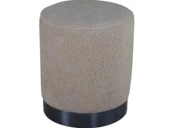 Venture Home Poef-Benji Poef, Hocker O35Cm Teddystof Beige, Zwart.