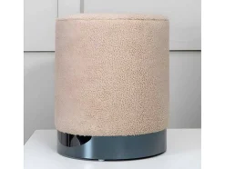 Venture Home Poef-Benji Poef, Hocker O35Cm Teddystof Beige, Zwart.