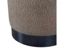 Venture Home Poef-Benji Poef, Hocker O35Cm Teddystof Beige, Zwart.