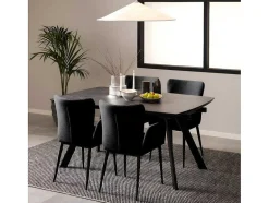 Vente-unique Eettafel-Berry Eetkamertafel 97X160/240Cm Met Extra Plaat Zwart.