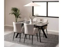 Vente-unique Eettafel-Berry Eetkamertafel 97X160/240Cm Met Extra Plaat Zwart.