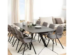Vente-unique Eettafel-Berry Eetkamertafel 97X160/240Cm Met Extra Plaat Zwart.
