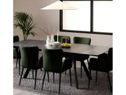 Vente-unique Eettafel-Berry Eetkamertafel 97X160/240Cm Met Extra Plaat Zwart.