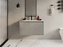 Vente-unique Wastafelmeubel-Betongrijs Hangmeubel Onder Wastafel, 80 Cm - Sosthene