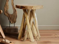 Vente-unique Bijzettafel-Bijzettafel Van Teakhout - Kleur: Naturel - Gayana