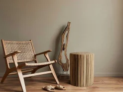 Vente-unique Bijzettafel-Bijzettafel Van Teakhout - Kleur: Naturel - Lutiana
