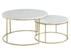 PASCAL MORABITO Salontafel-Bijzettafeltjes Angela - Marmer En Metaal - Wit En Goudkleurig - Van