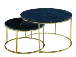 PASCAL MORABITO Salontafel-Bijzettafeltjes Angela - Marmer En Metaal - Wit En Goudkleurig - Van
