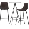 Vente-unique Barmeubel-Bistro Barmeubelset Bartafel Zwart En 2 Alexi Barstoelen Bruin.