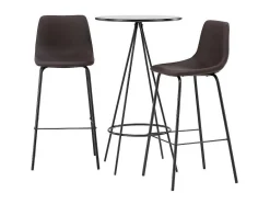 Vente-unique Barmeubel-Bistro Barmeubelset Bartafel Zwart En 2 Alexi Barstoelen Bruin.