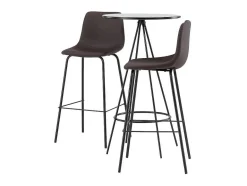 Vente-unique Barmeubel-Bistro Barmeubelset Bartafel Zwart En 2 Alexi Barstoelen Bruin.