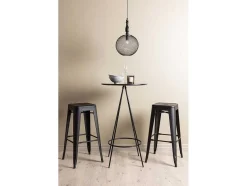Vente-unique Barmeubel-Bistro Barmeubelset Bartafel Zwart En 2 Tempe Barstoelen Zwart.