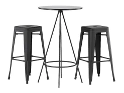 Vente-unique Barmeubel-Bistro Barmeubelset Bartafel Zwart En 2 Tempe Barstoelen Zwart.