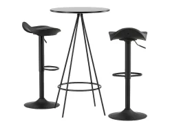 Vente-unique Barmeubel-Bistro Barmeubelset Bartafel Zwart En 2 Adesto Barstoelen Zwart.