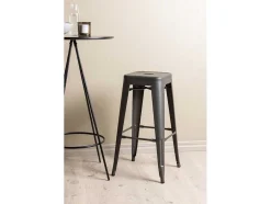Vente-unique Barmeubel-Bistro Barmeubelset Bartafel Zwart En 2 Tempe Barstoelen Dunkergrijs.